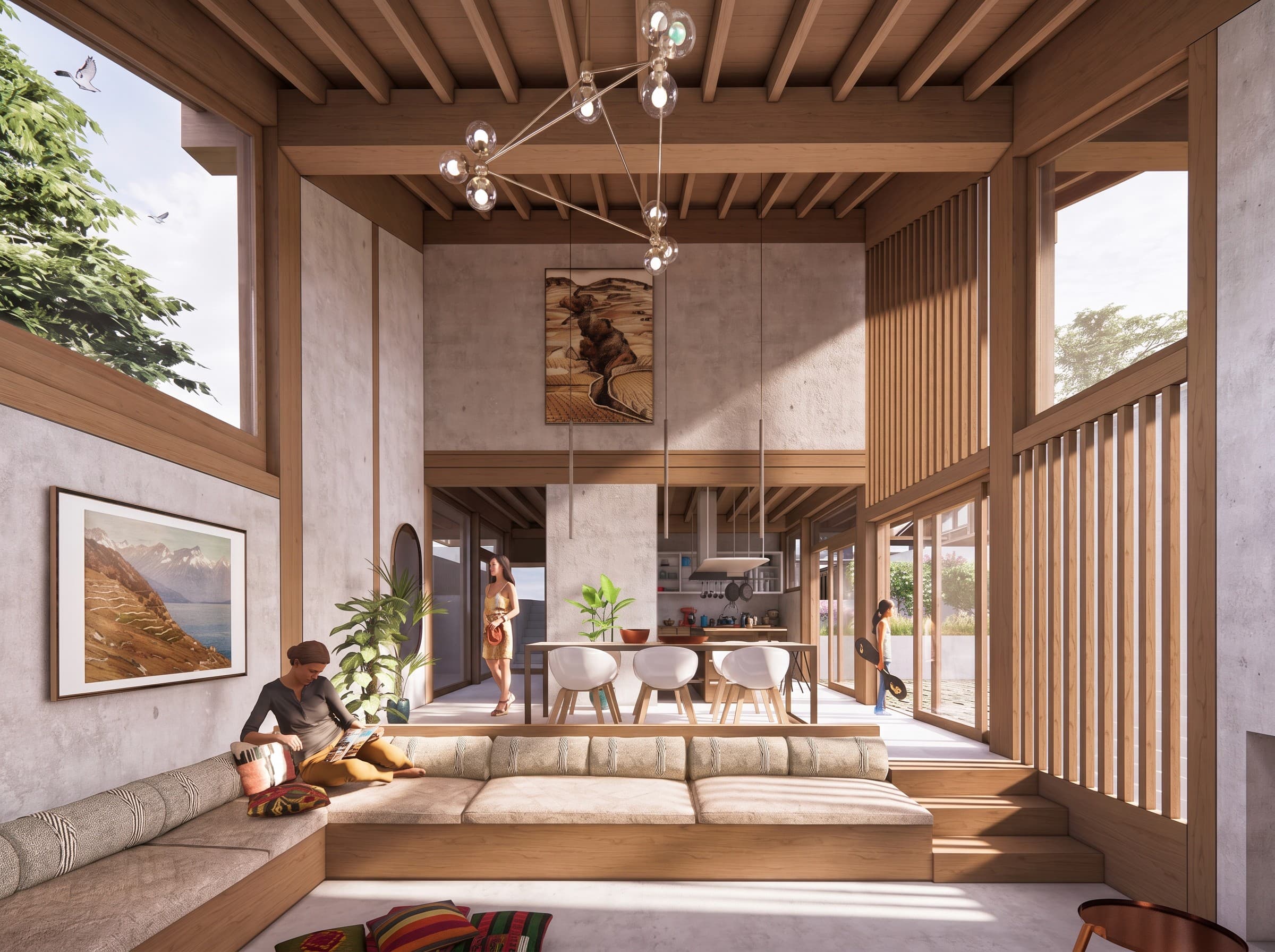 Büyükçekmece Residences — açık mutfak ve toplanma alanı
